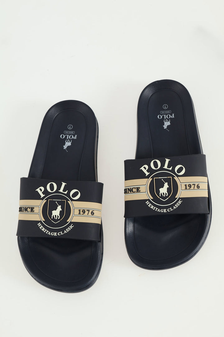 Rubber Crest Open Toe Pool Slide - Navy