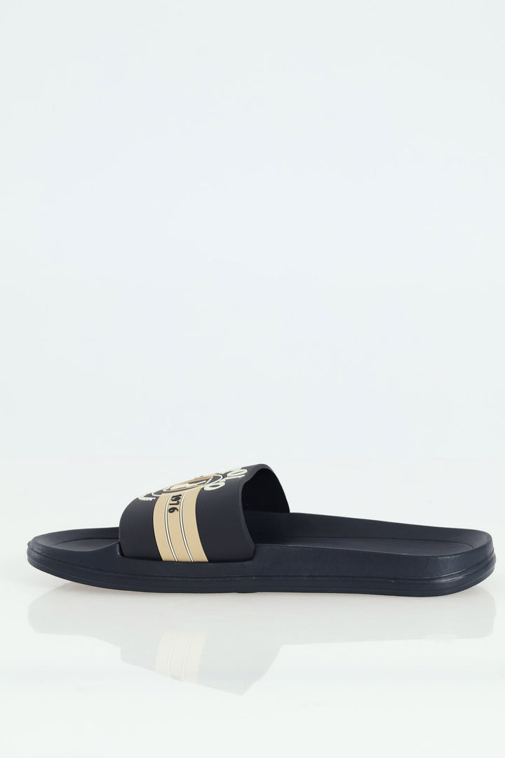 Rubber Crest Open Toe Pool Slide - Navy