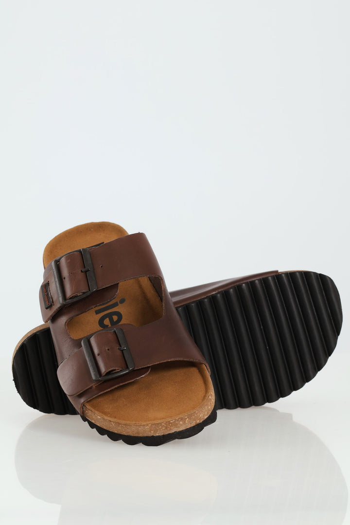 Slammer Double Strap Mule Sandal - Brown