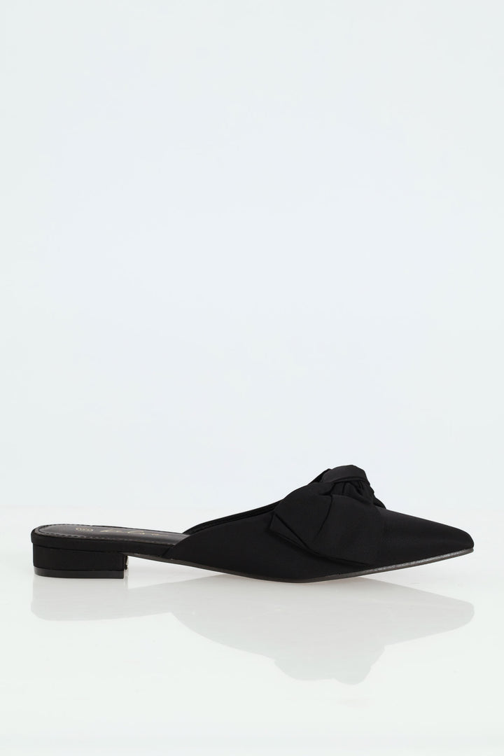 Big Bow Push In Shoe - Black