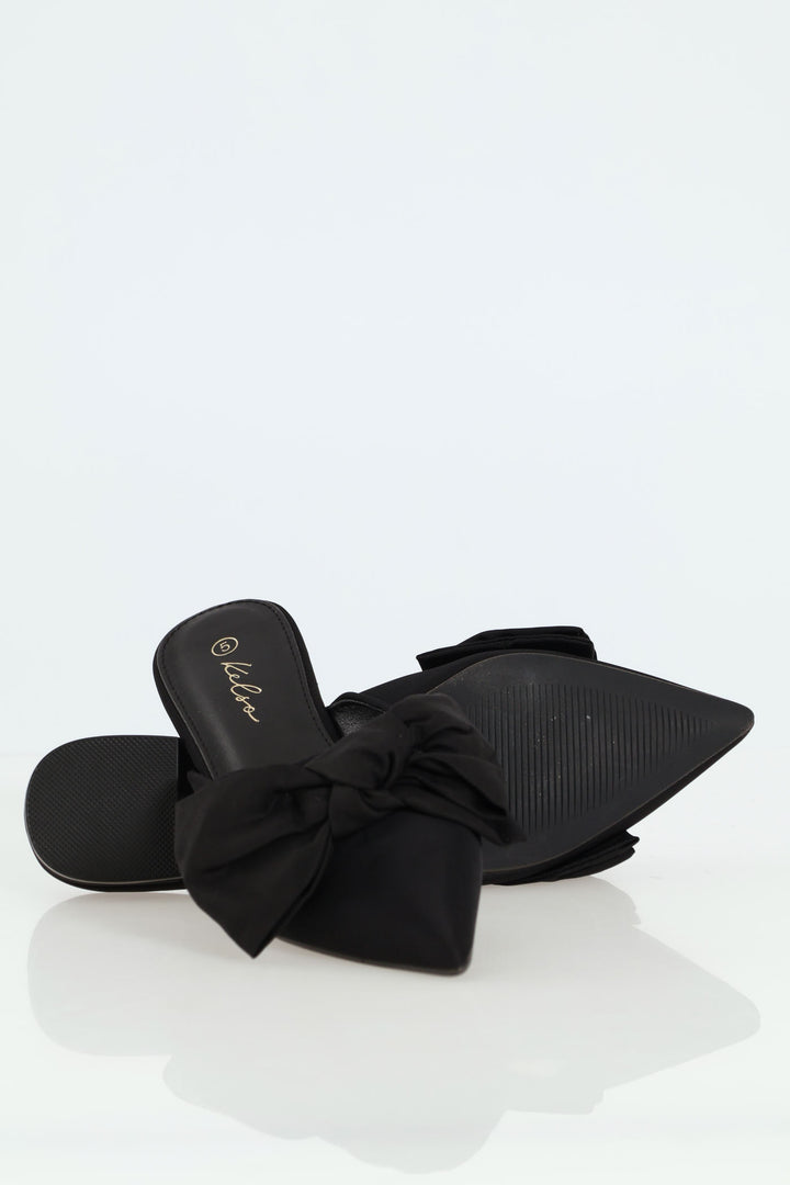 Big Bow Push In Shoe - Black