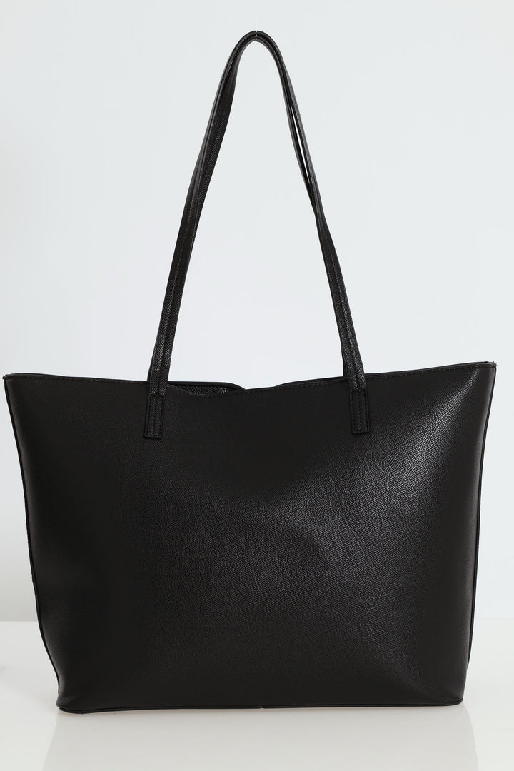 Front Zip Shopper Bag - Black