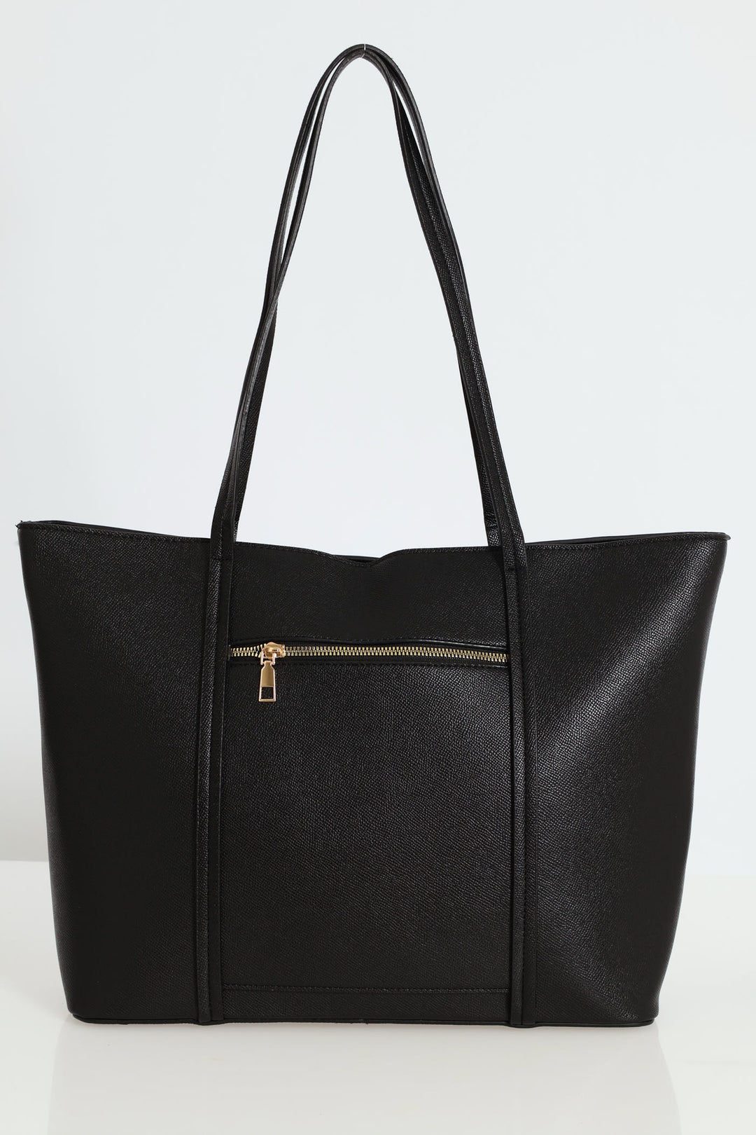 Front Zip Shopper Bag - Black