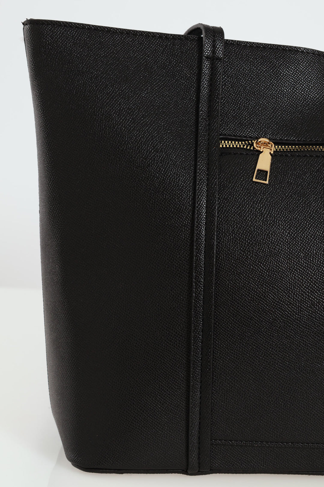 Front Zip Shopper Bag - Black