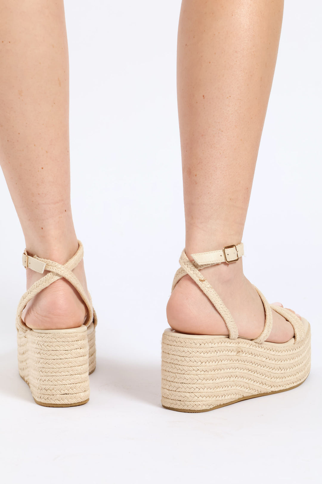Platform Espadrille Wedge Heel - Tan