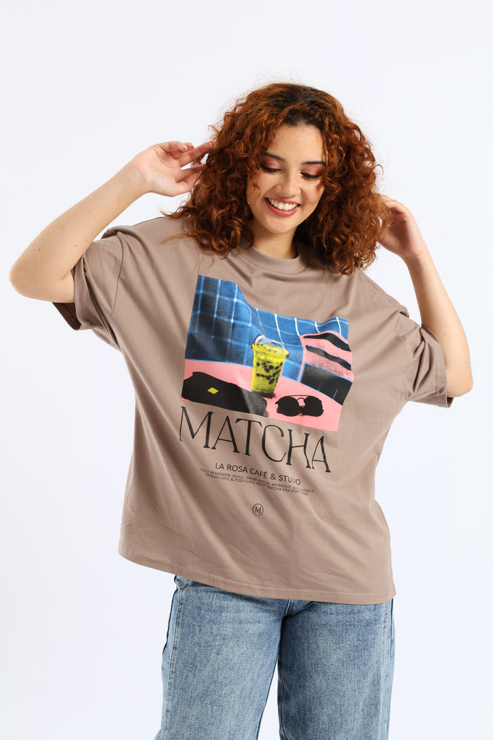 Oversized Matcha Tee - Taupe
