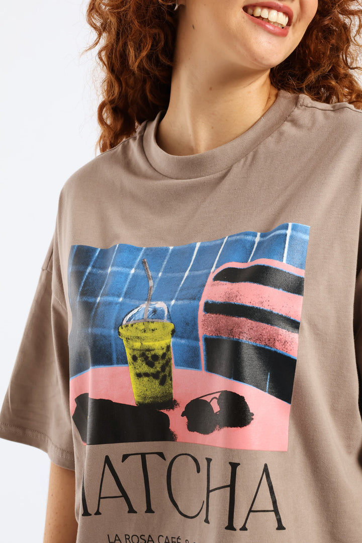 Oversized Matcha Tee - Taupe