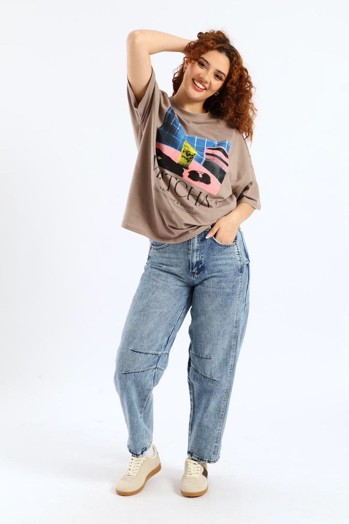 Panel Barrel Jean - Mid Blue