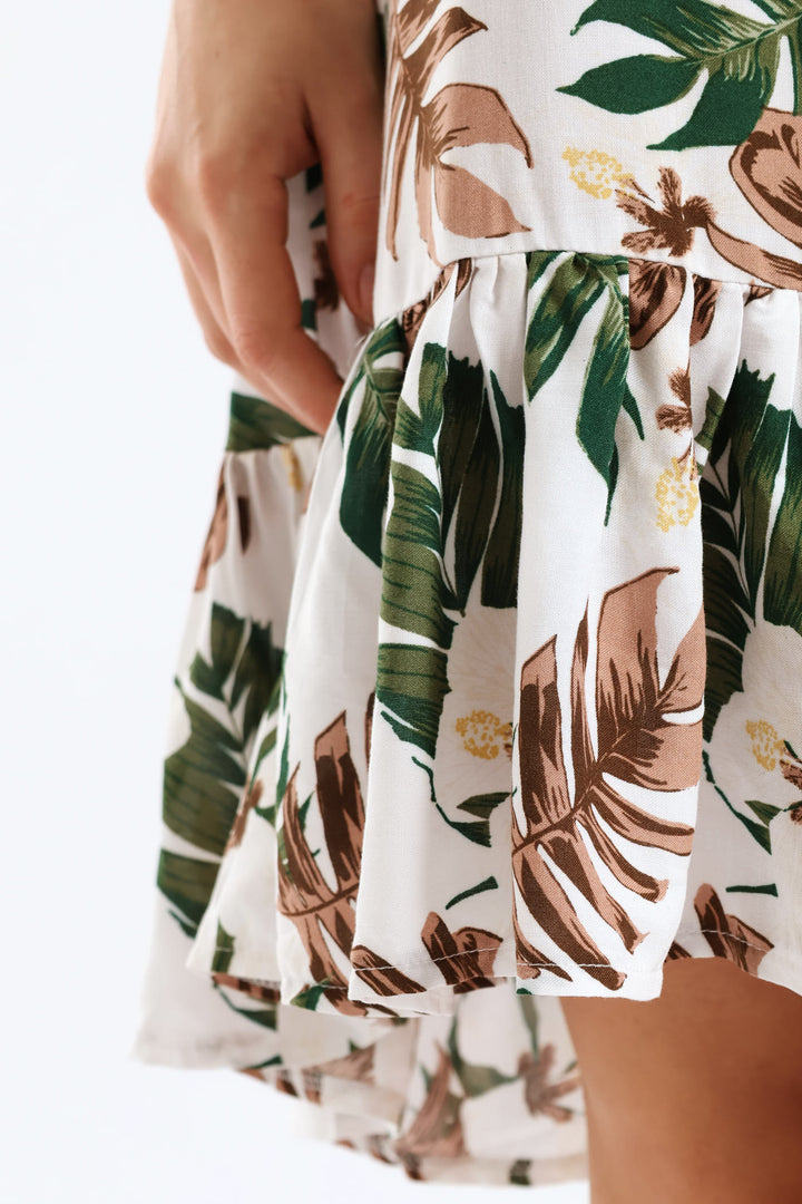 Frill Hem Hi-Lo Printed Shift Mini Dress - White