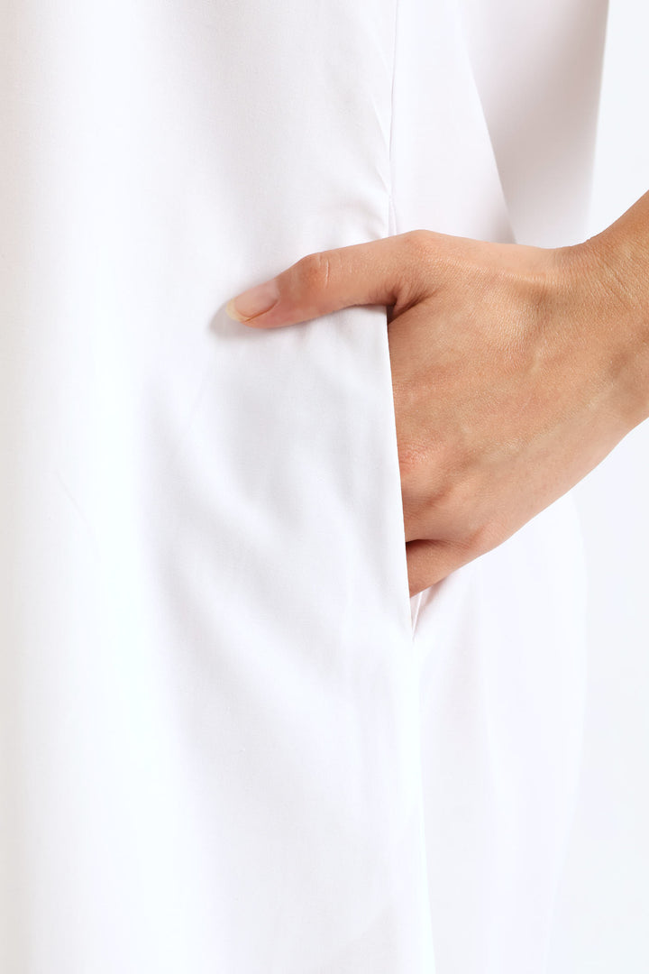 Strappy Drop Bubble Hem Slip Midi Dress - White