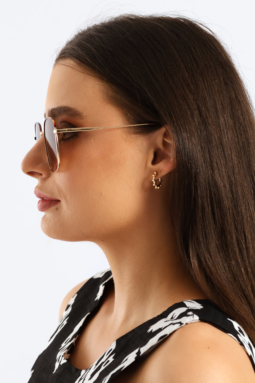 Half Trim Square Frame Sunglasses - Gold