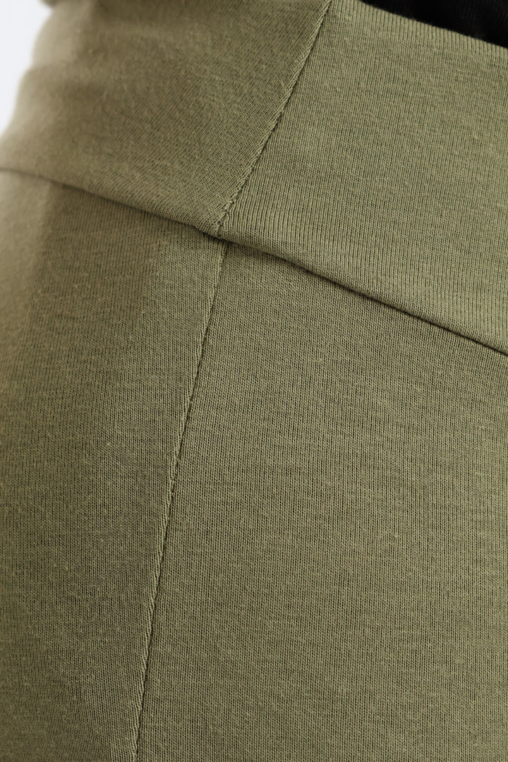 Wide Waistband Crop Legging - Artichoke Green