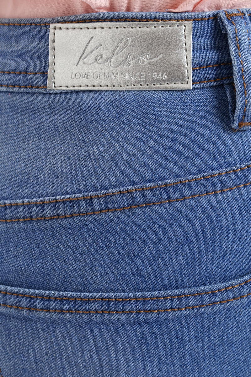 Classic Roll Hem Bermuda Supersoft Denim Short - Light Periwinkle
