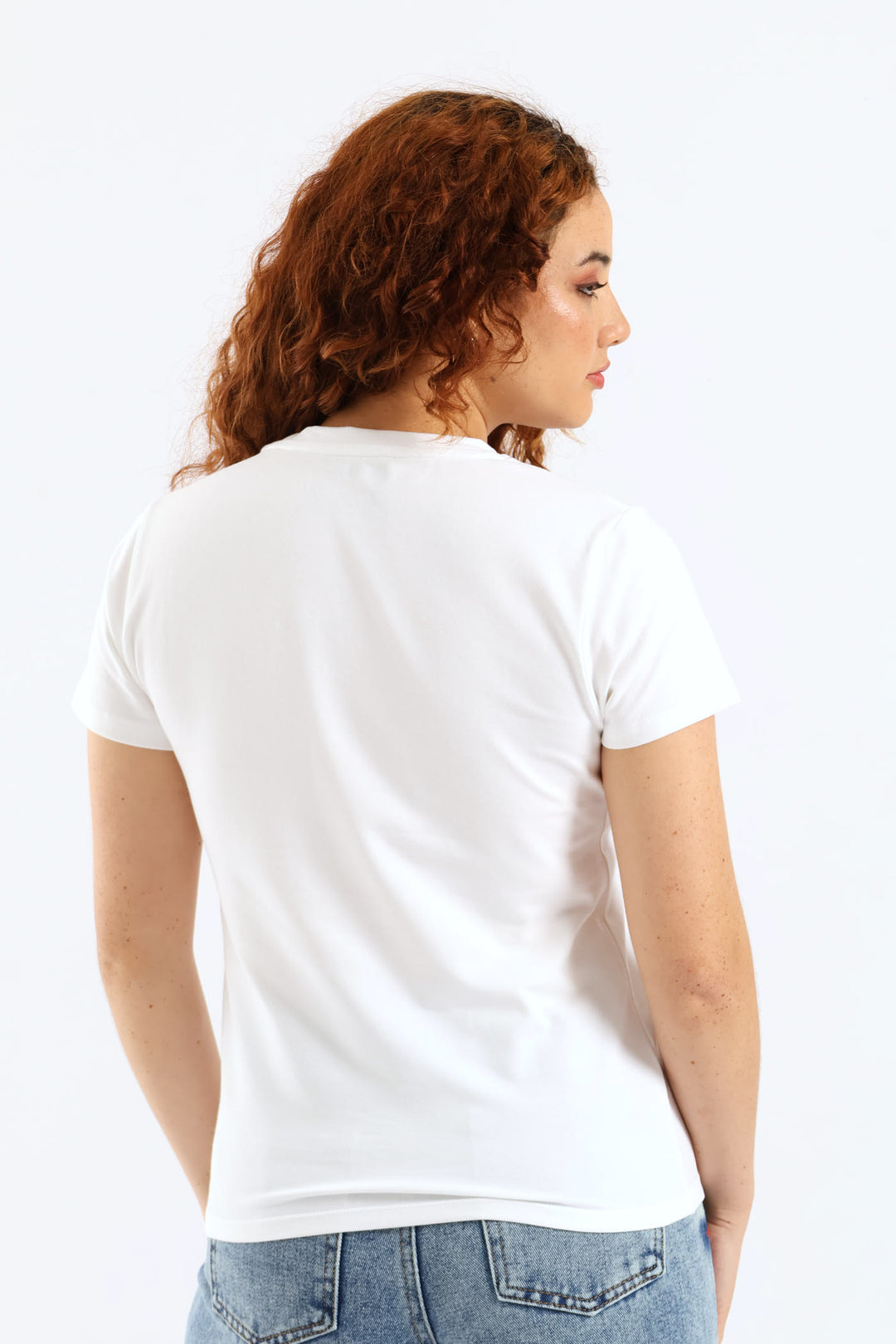 Pearl & Diamante Logo Transfer Tee - White