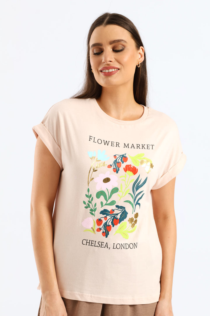 Flower Market Muscle Tee - Blush