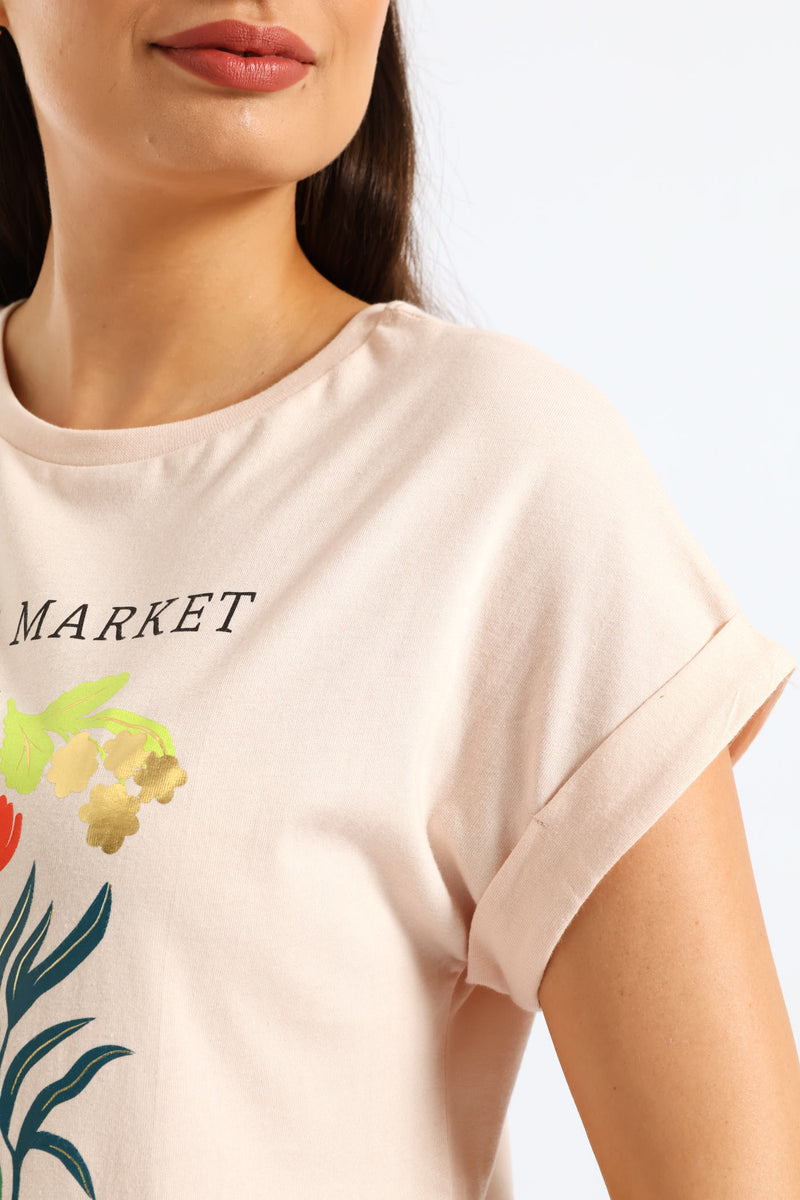 Flower Market Muscle Tee - Blush