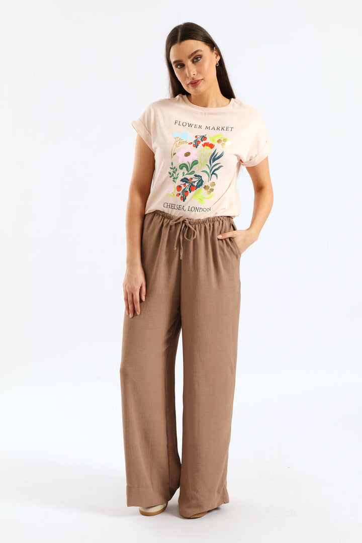 Pull-On Wide Hem Wideleg Pant - Dark Stone