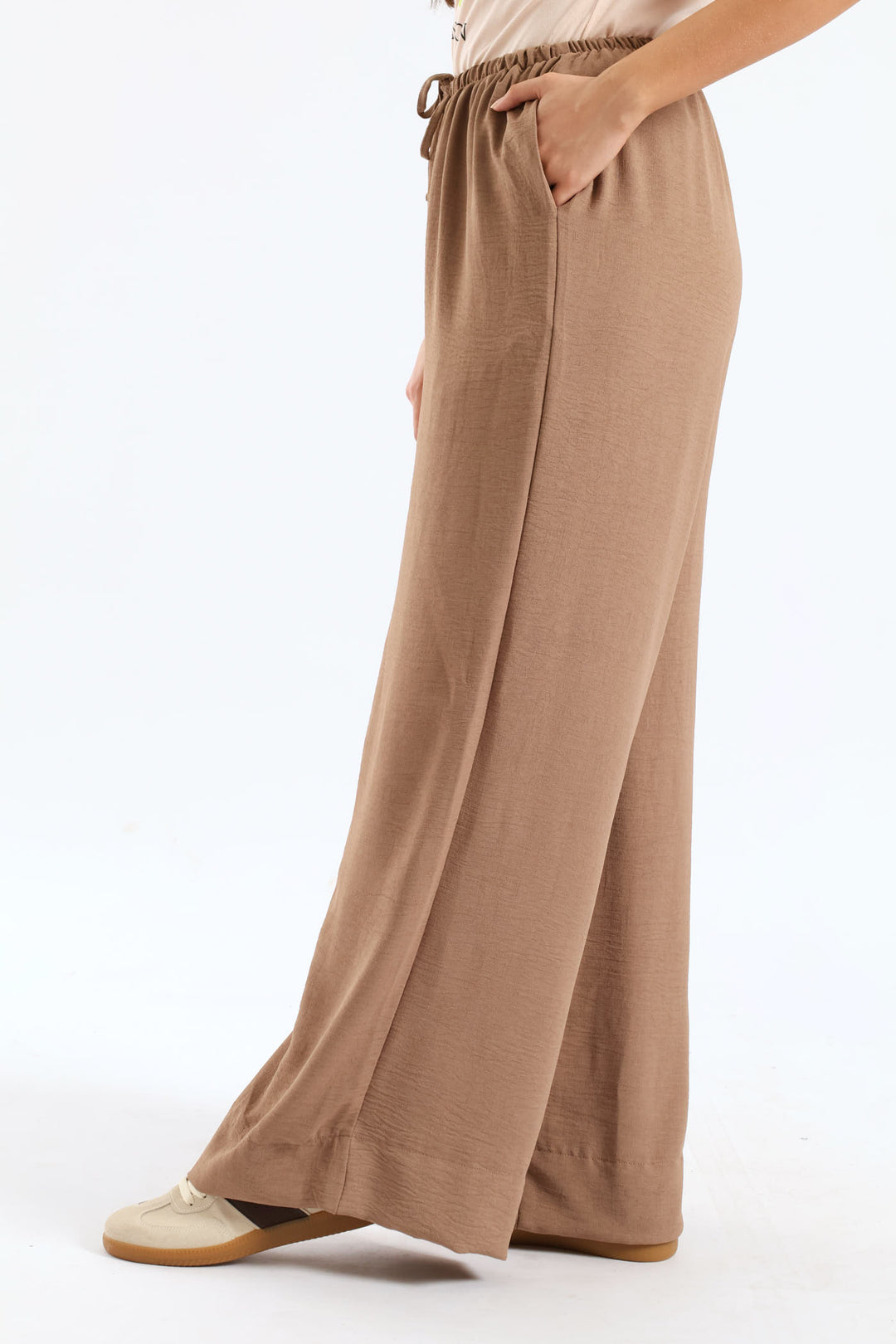 Pull-On Wide Hem Wideleg Pant - Dark Stone