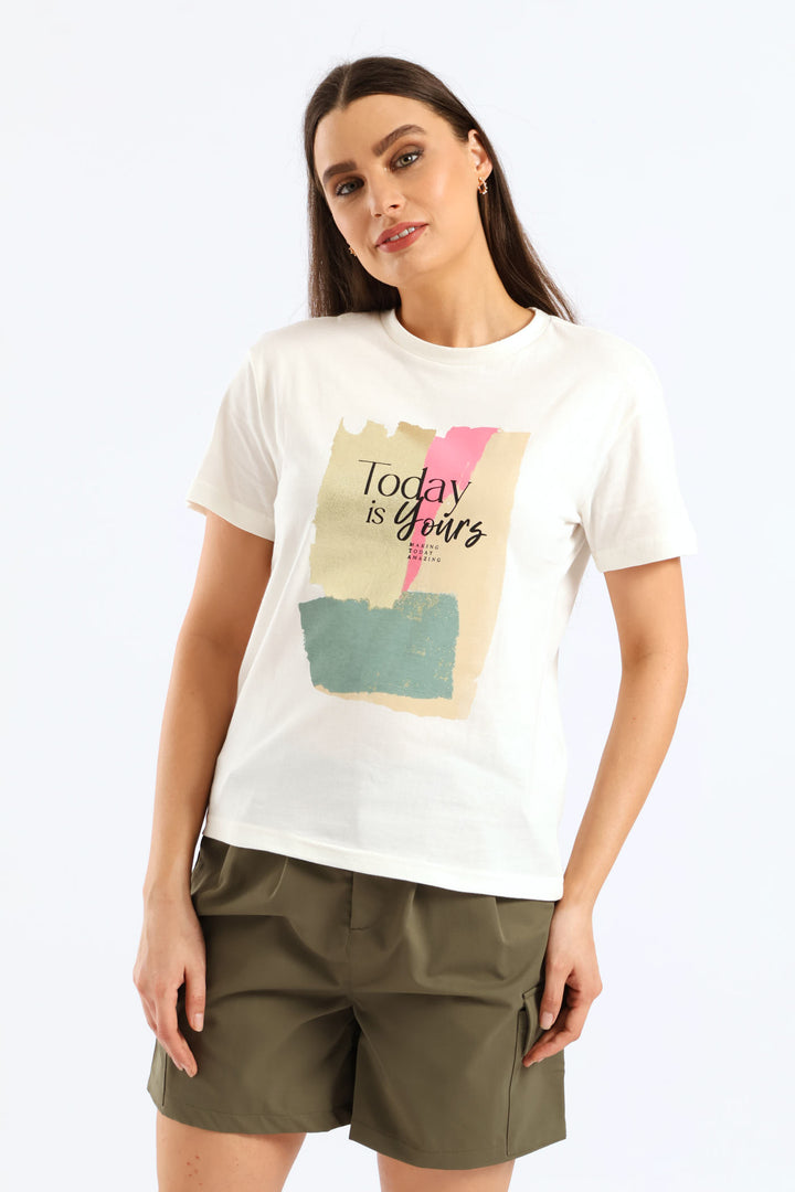 Today Is Yours Brushstroke Tee - Cream