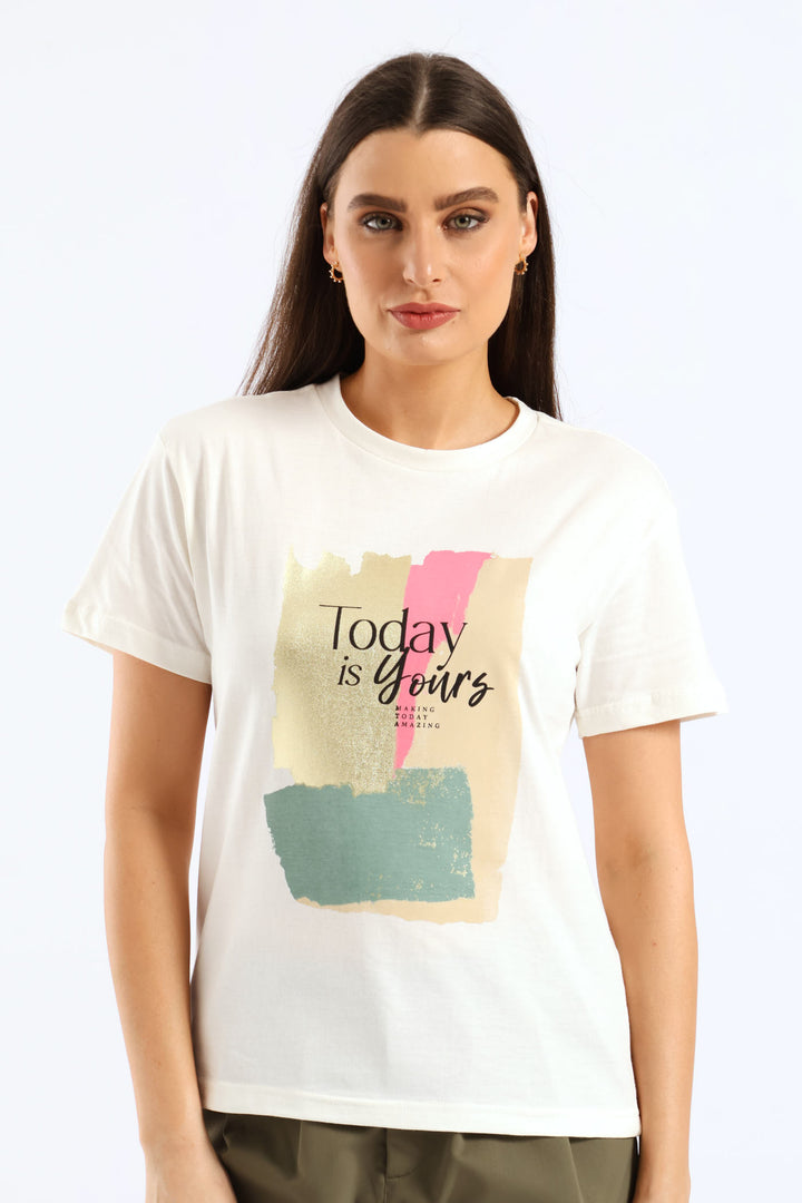 Today Is Yours Brushstroke Tee - Cream