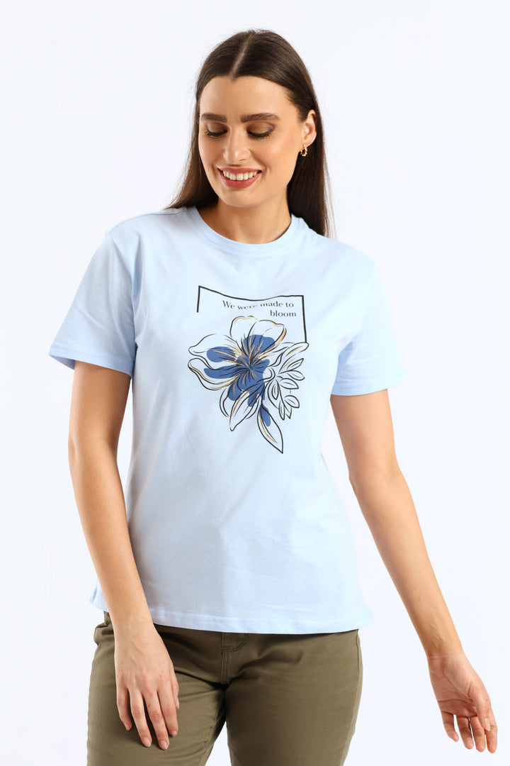 Made To Bloom Tee - Pale Blue