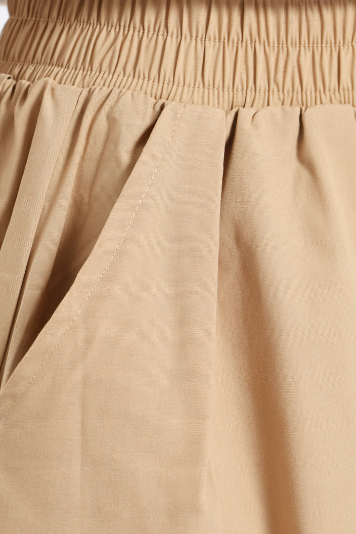 Pull-On Poplin Midaxi Skirt - Stone