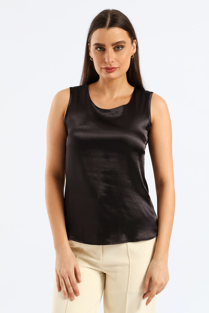 Satin Tank Top - Black