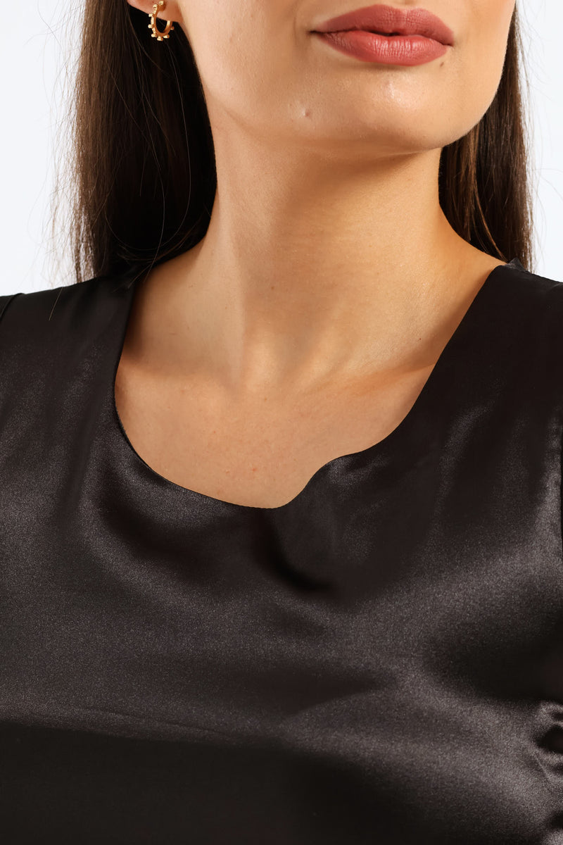 Satin Tank Top - Black