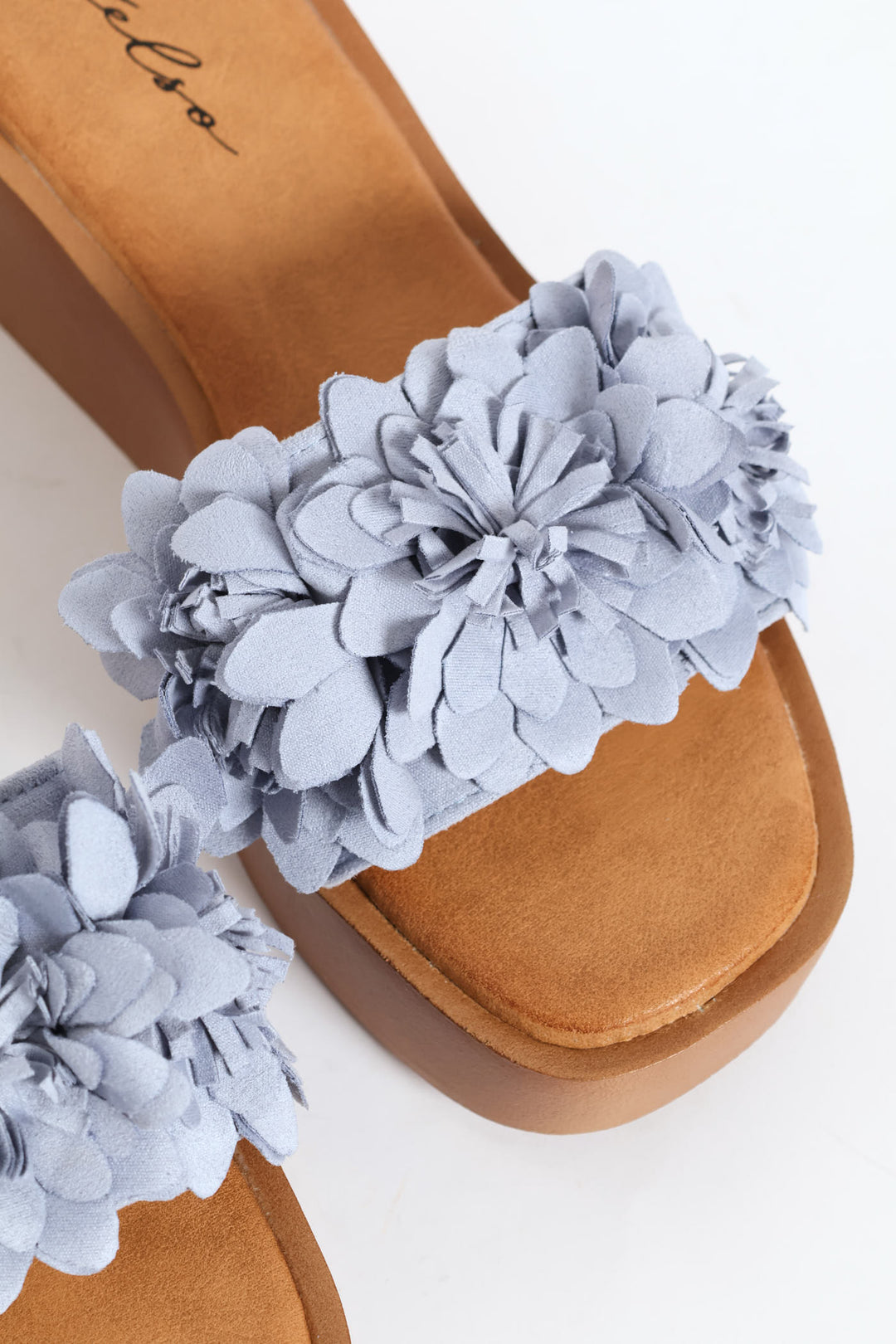 Flower Mule Wedge Heel - Periwinkle