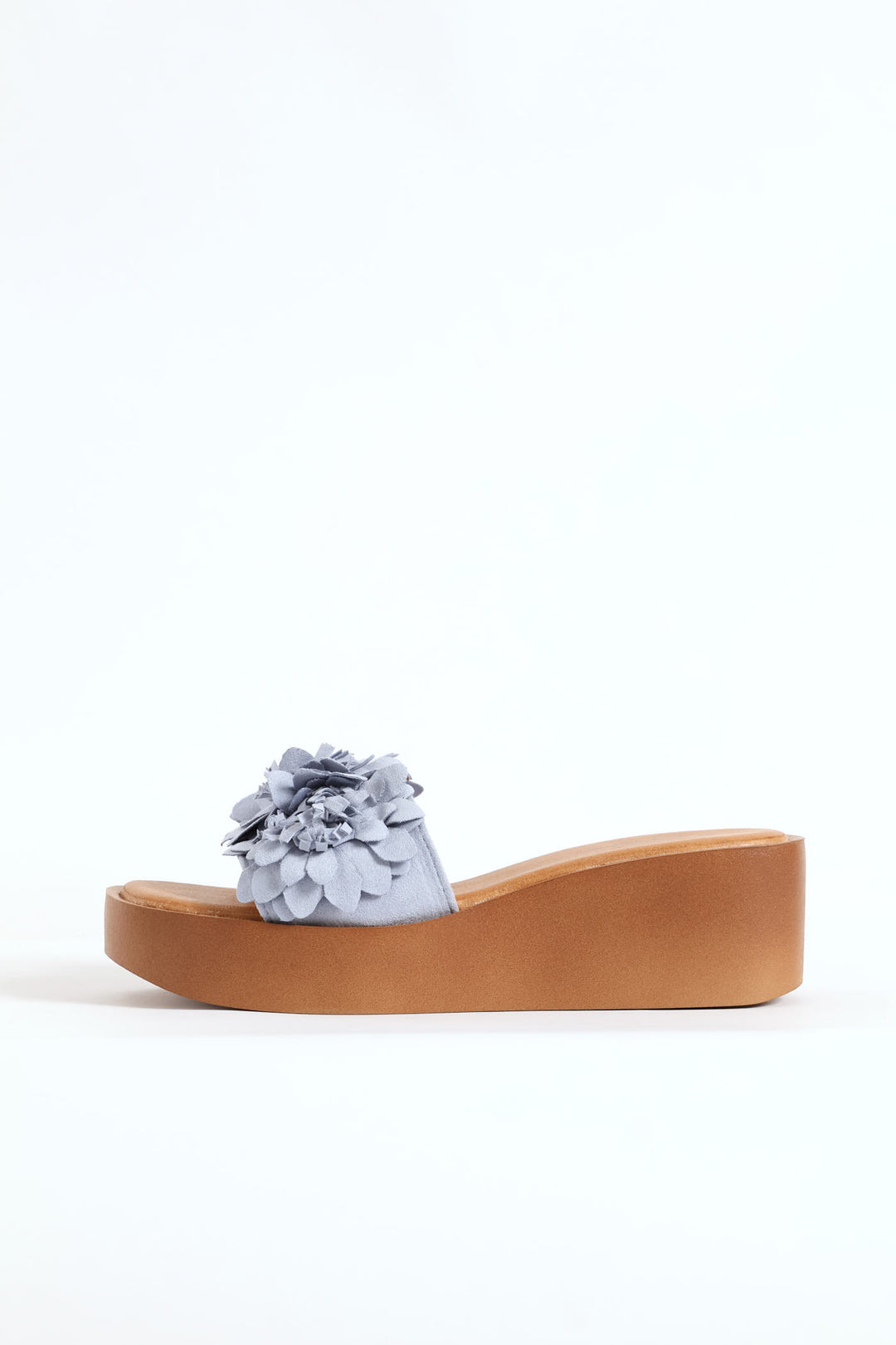 Flower Mule Wedge Heel - Periwinkle