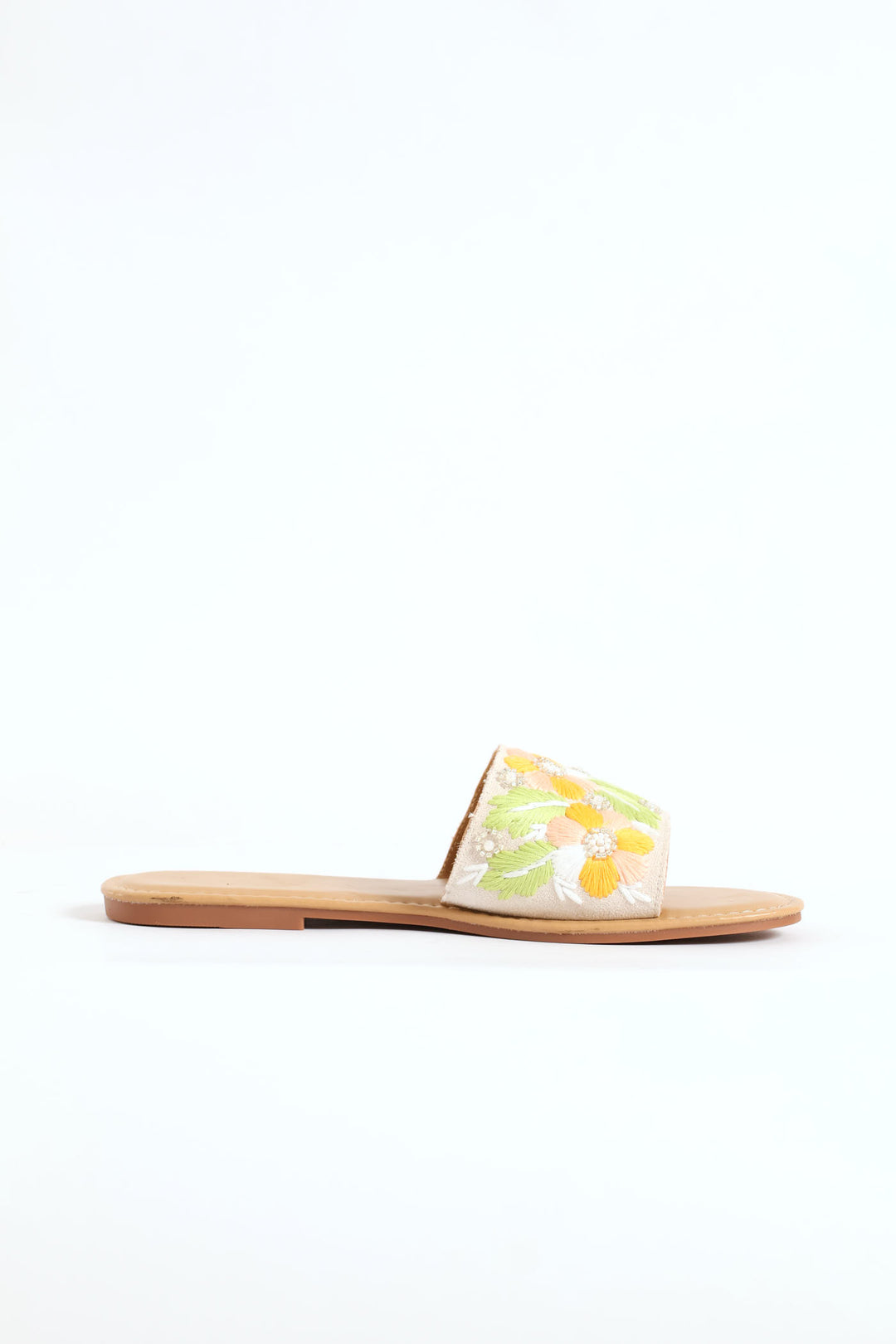 Floral Embroidery Single Band Mule Sandal - Multi
