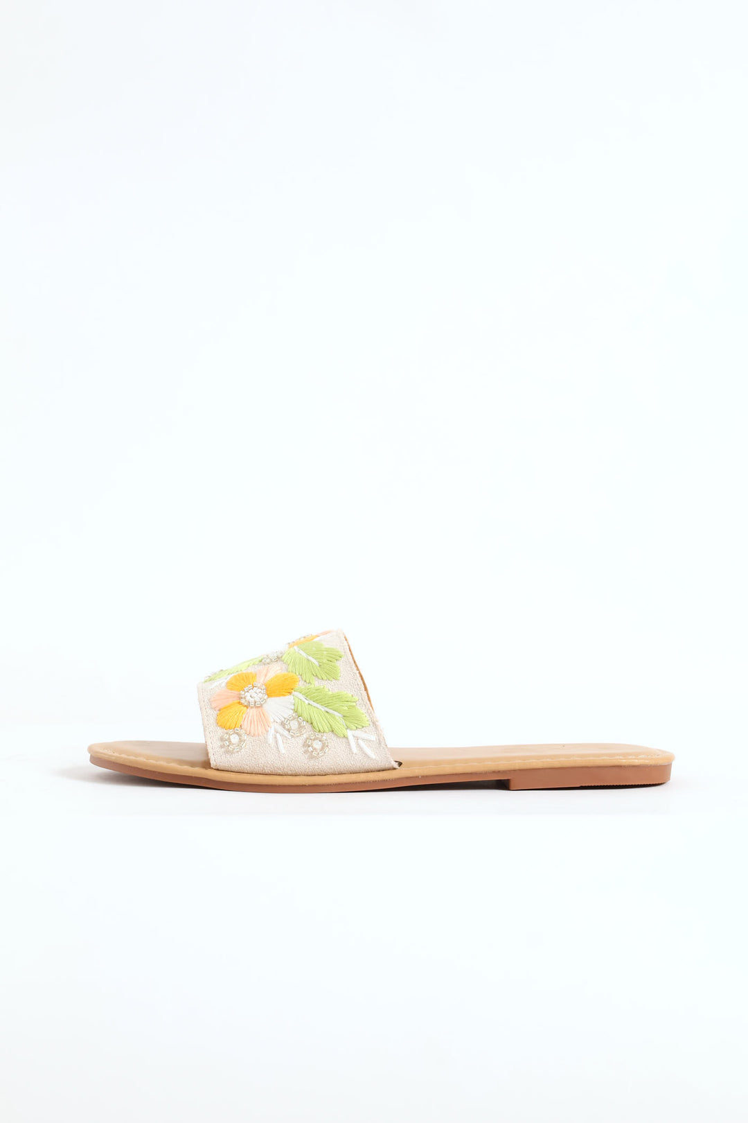 Floral Embroidery Single Band Mule Sandal - Multi