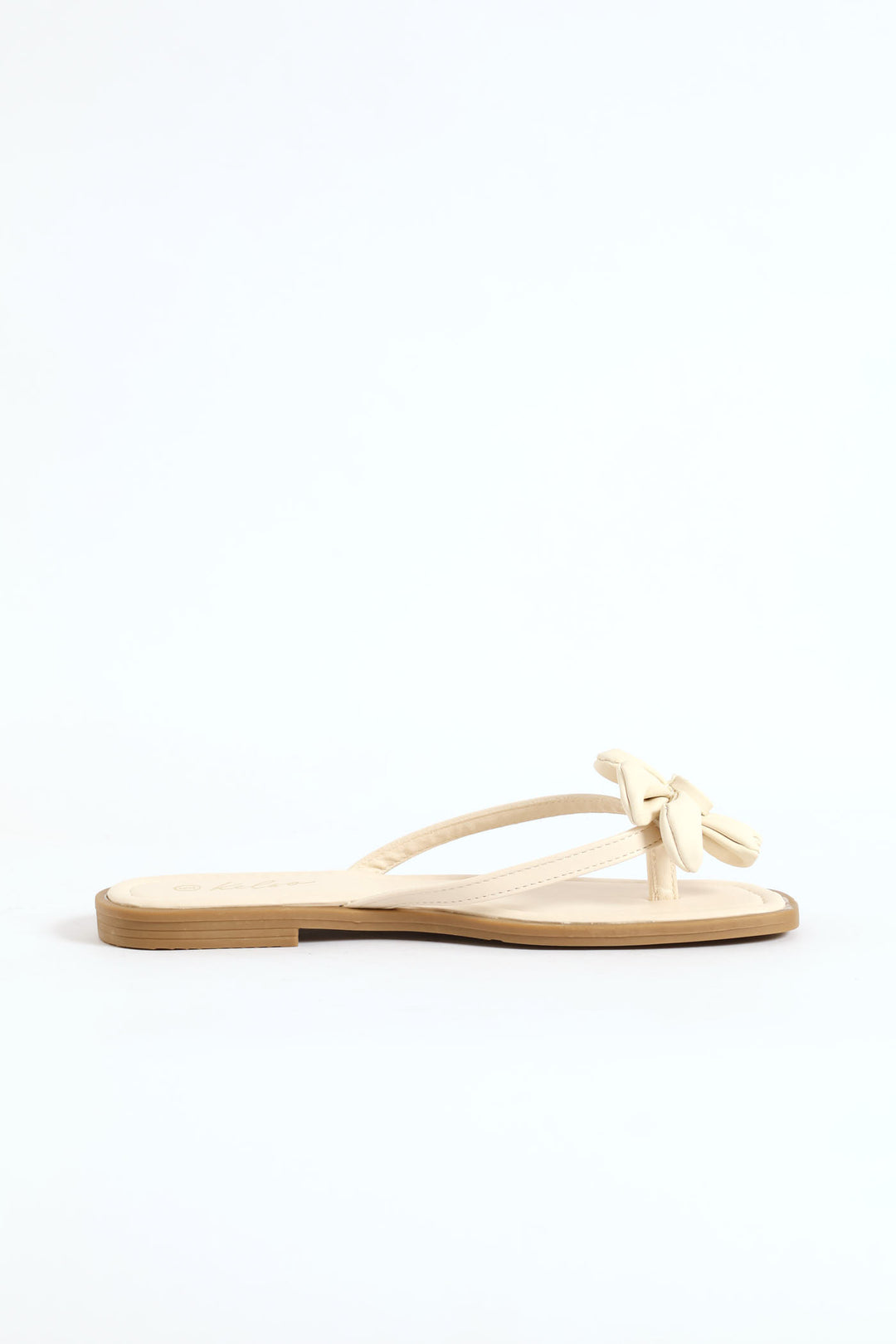 Flower Detail Thong Sandal - Off White