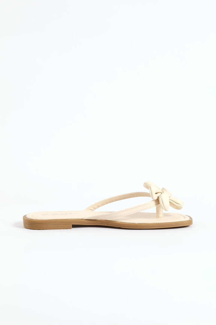 Flower Detail Thong Sandal - Off White