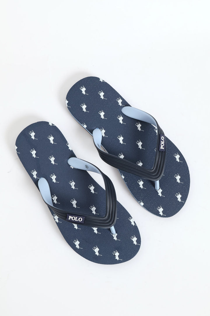 Monogram Flip Flop - Navy/White