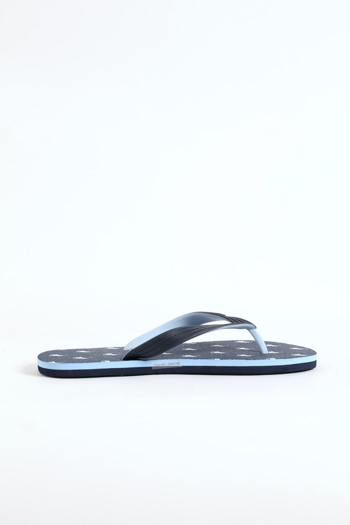 Monogram Flip Flop - Navy/White