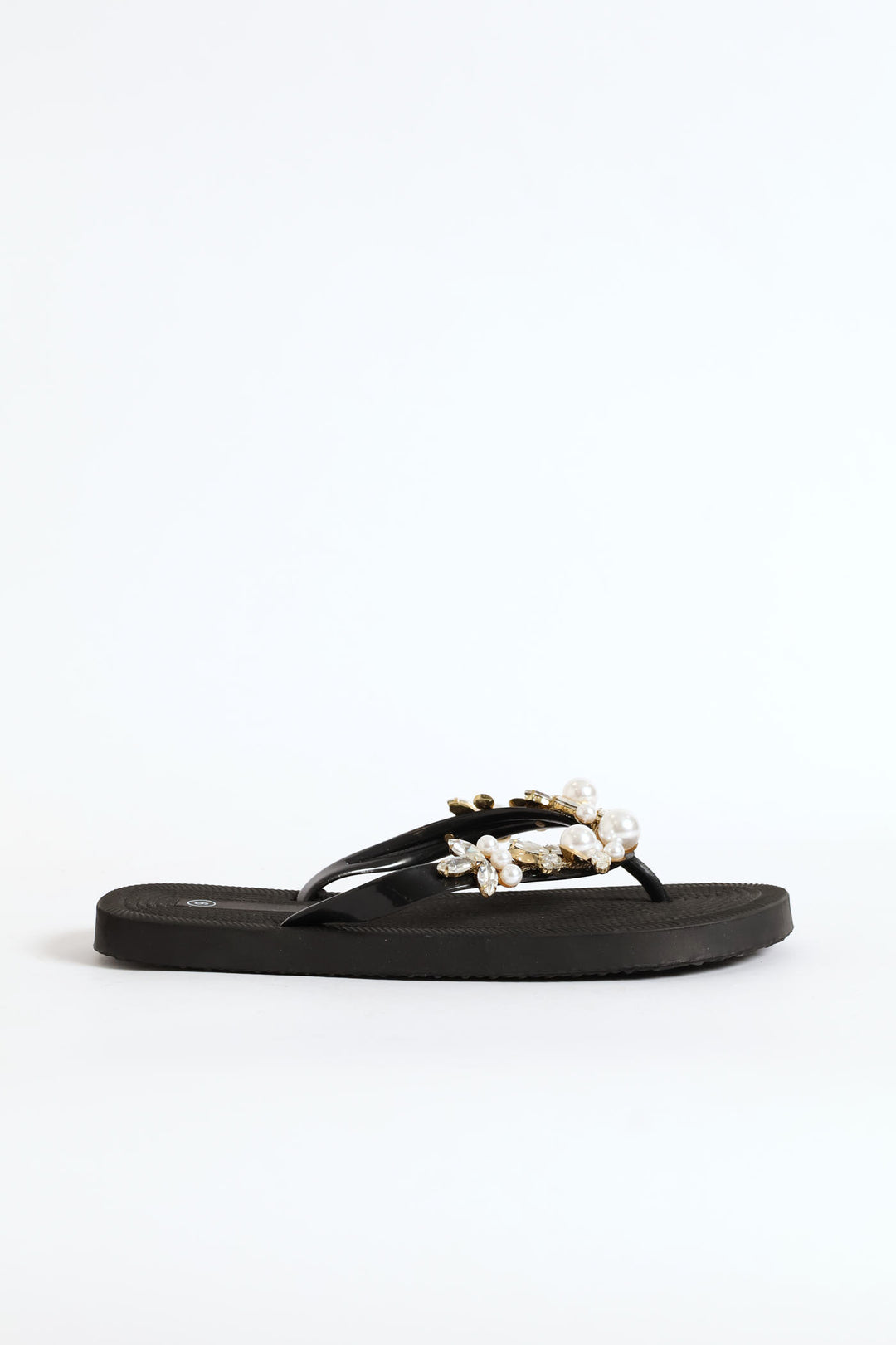 Jeweled Flip Flop - Black