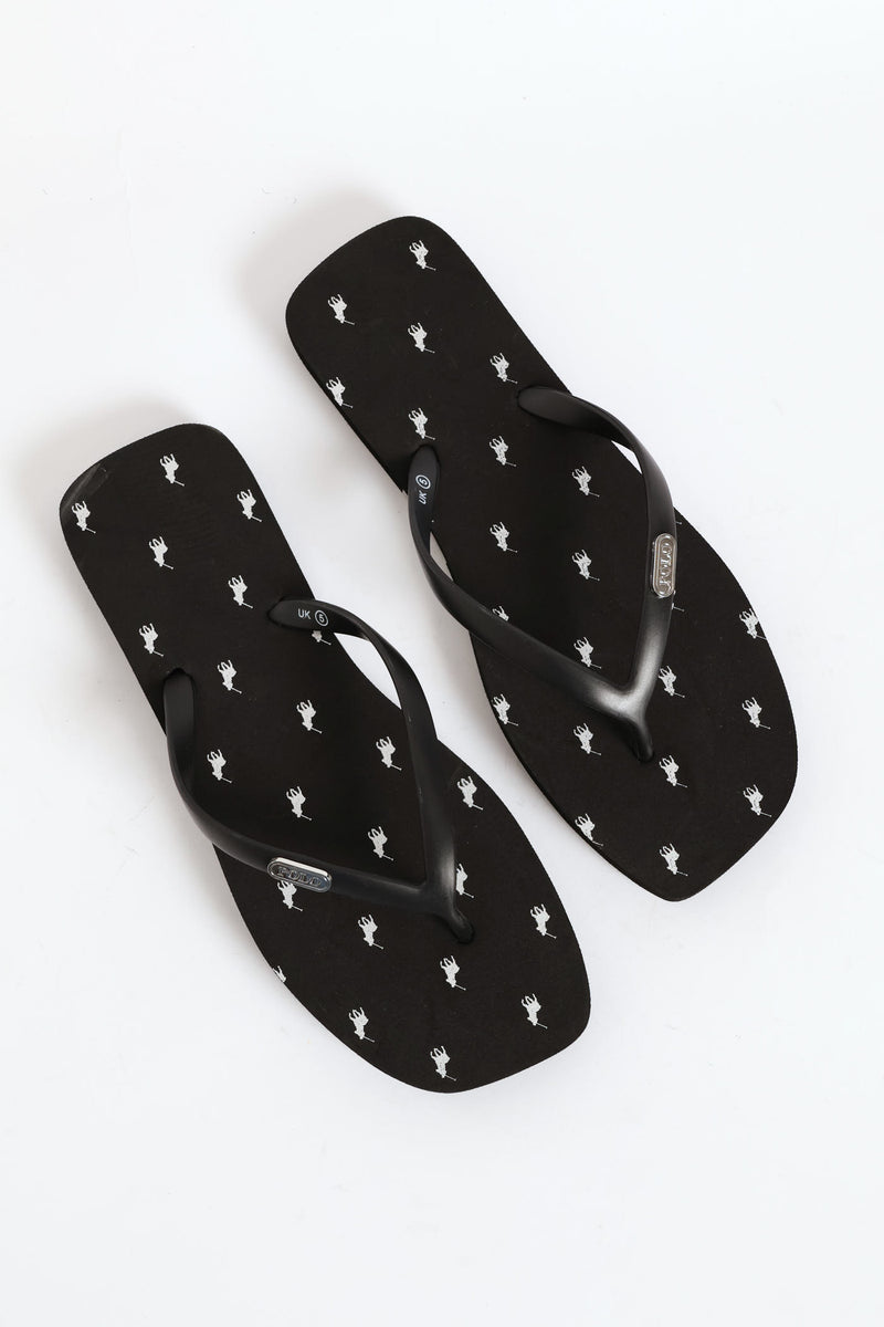 Squoval Monogram Flip Flop - Black