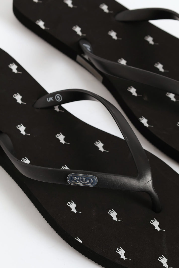 Squoval Monogram Flip Flop - Black