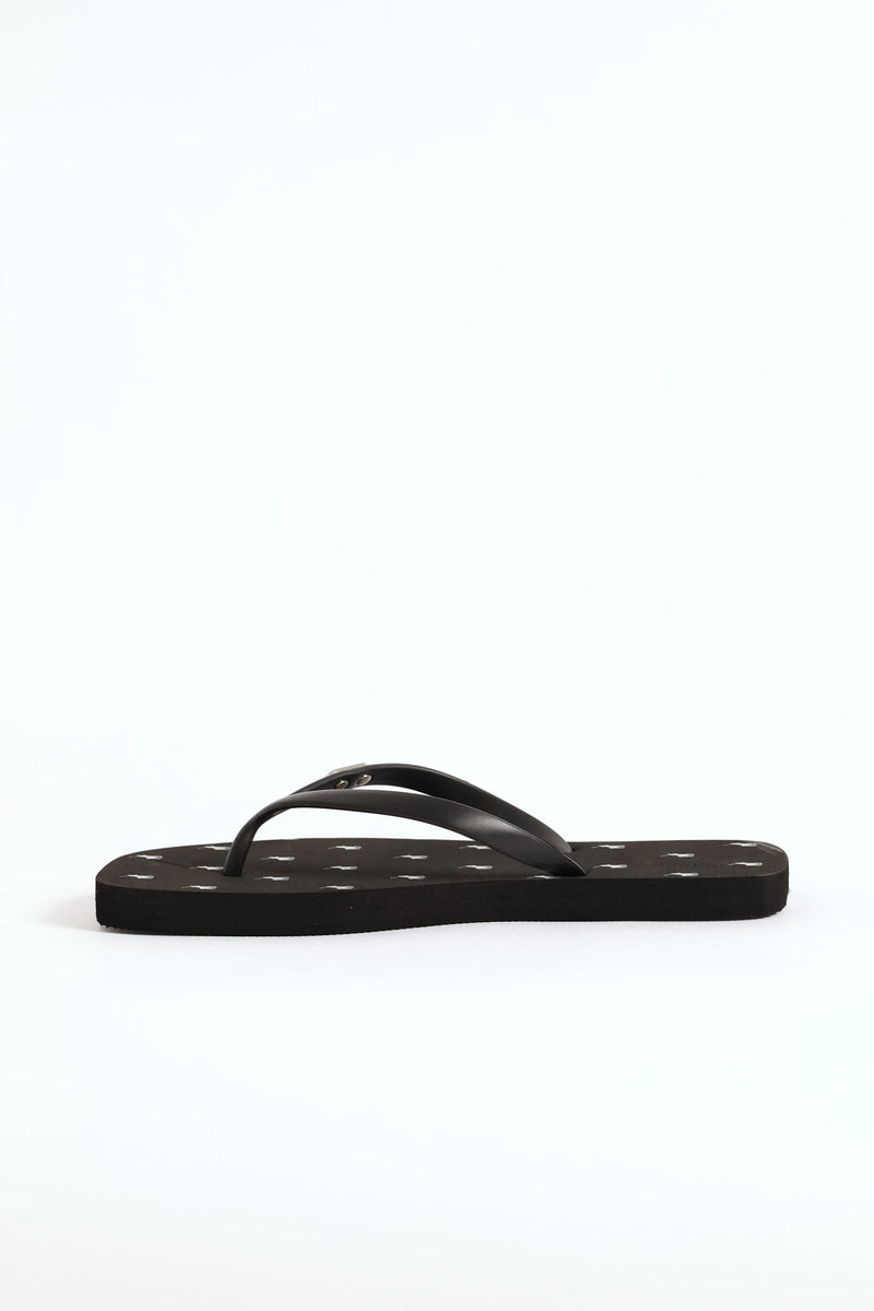 Squoval Monogram Flip Flop - Black