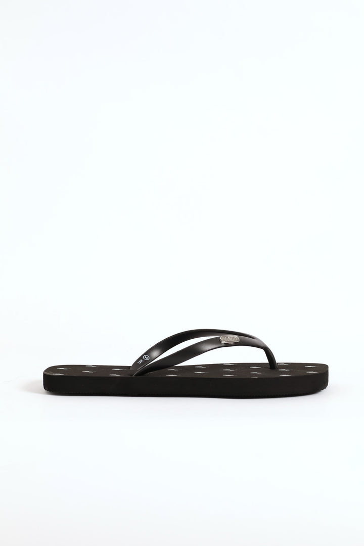 Squoval Monogram Flip Flop - Black