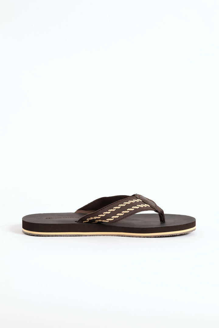 Webbed Upper Wide Vamp Sandal - Chocolate