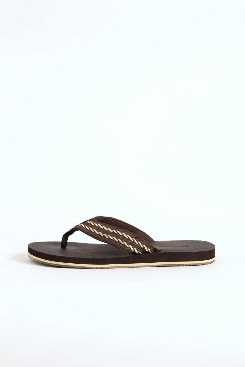 Webbed Upper Wide Vamp Sandal - Chocolate