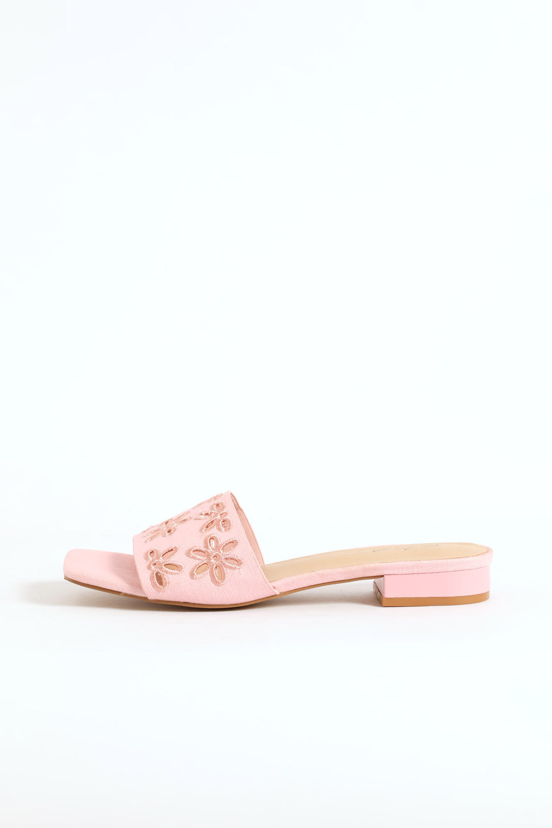 Lazer Cut Flower Single Band Mule Sandal - Pink