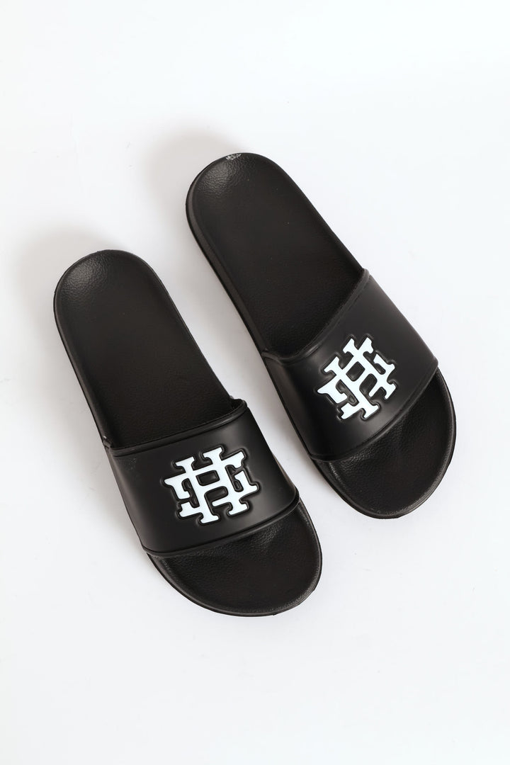 Embossed Brand On Upper Pool Slide - Black/White
