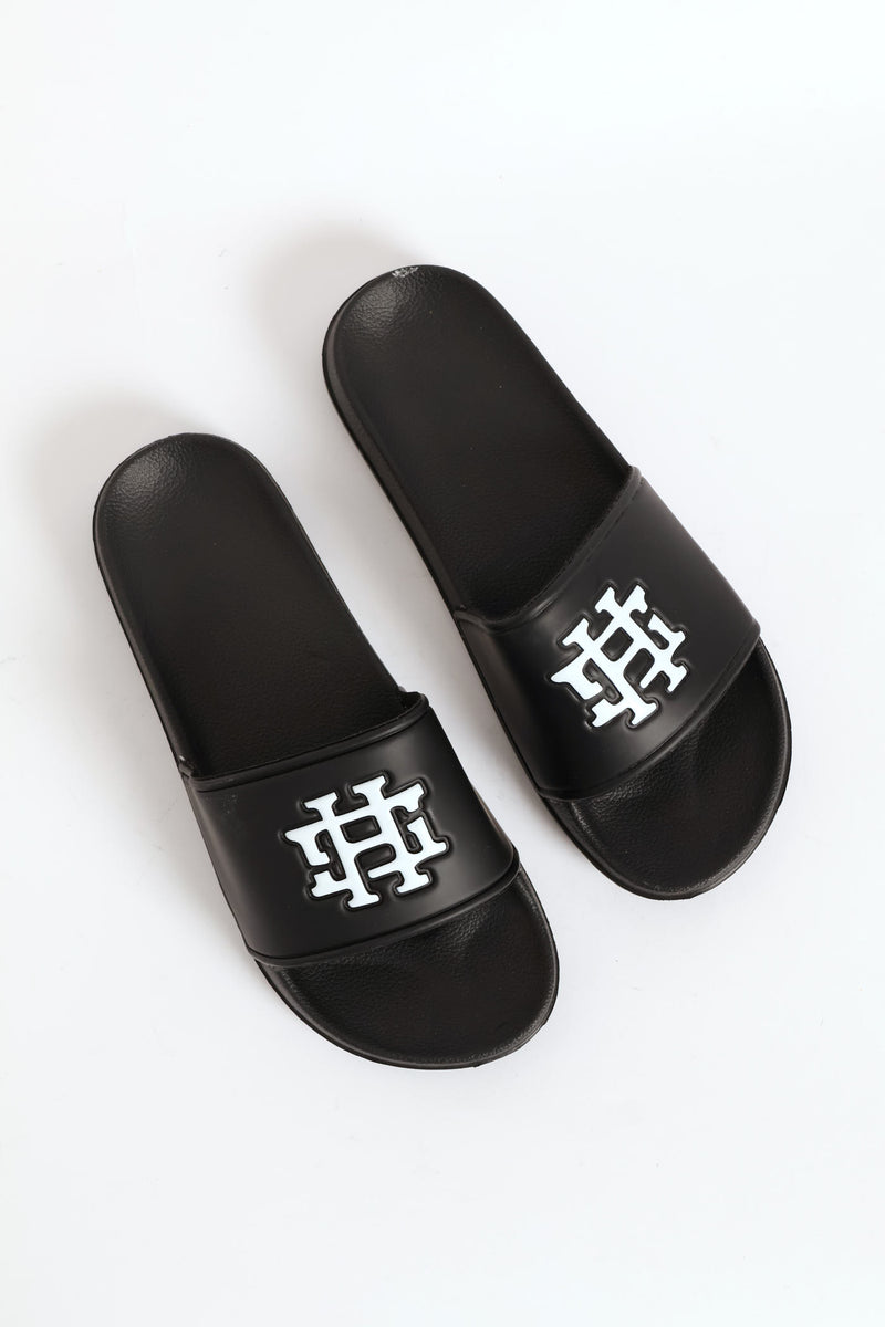 Embossed Brand On Upper Pool Slide - Black/White