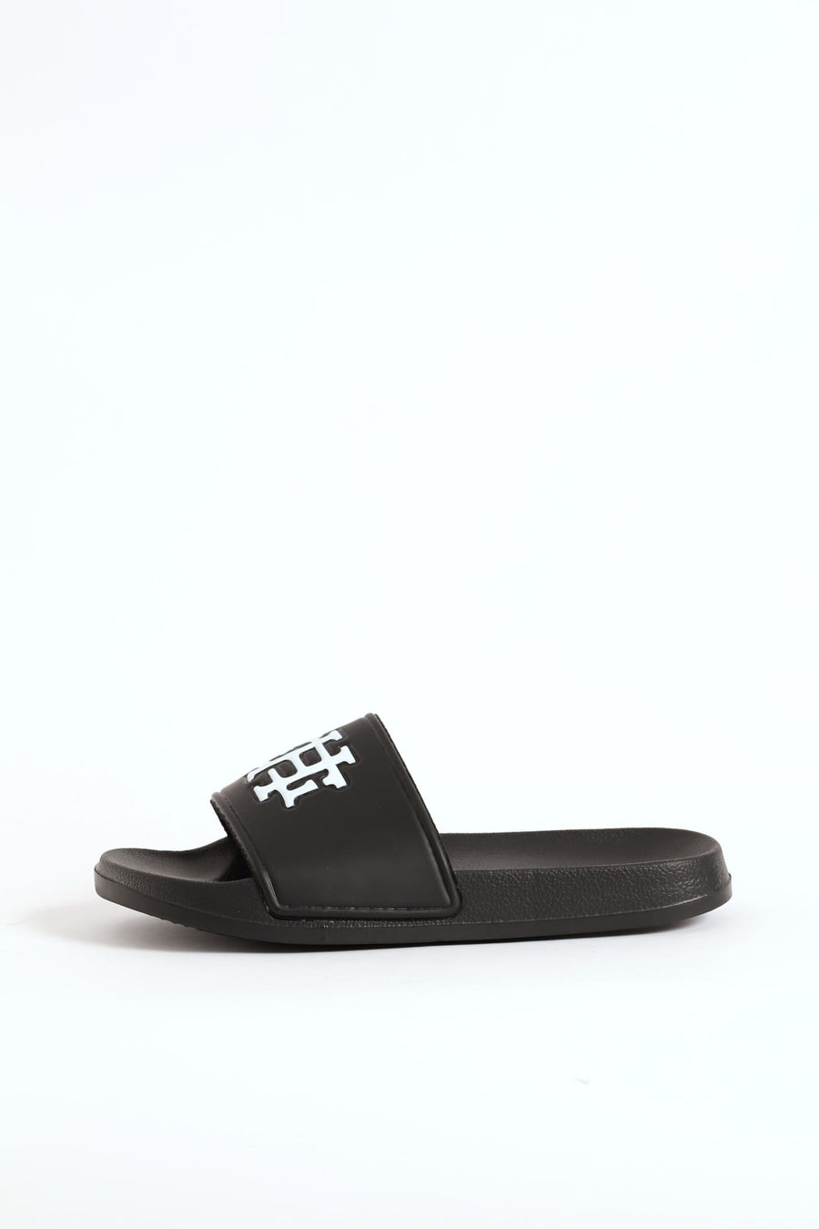 Mens Embossed Brand On Upper Pool Slide - Black/White – Edgars