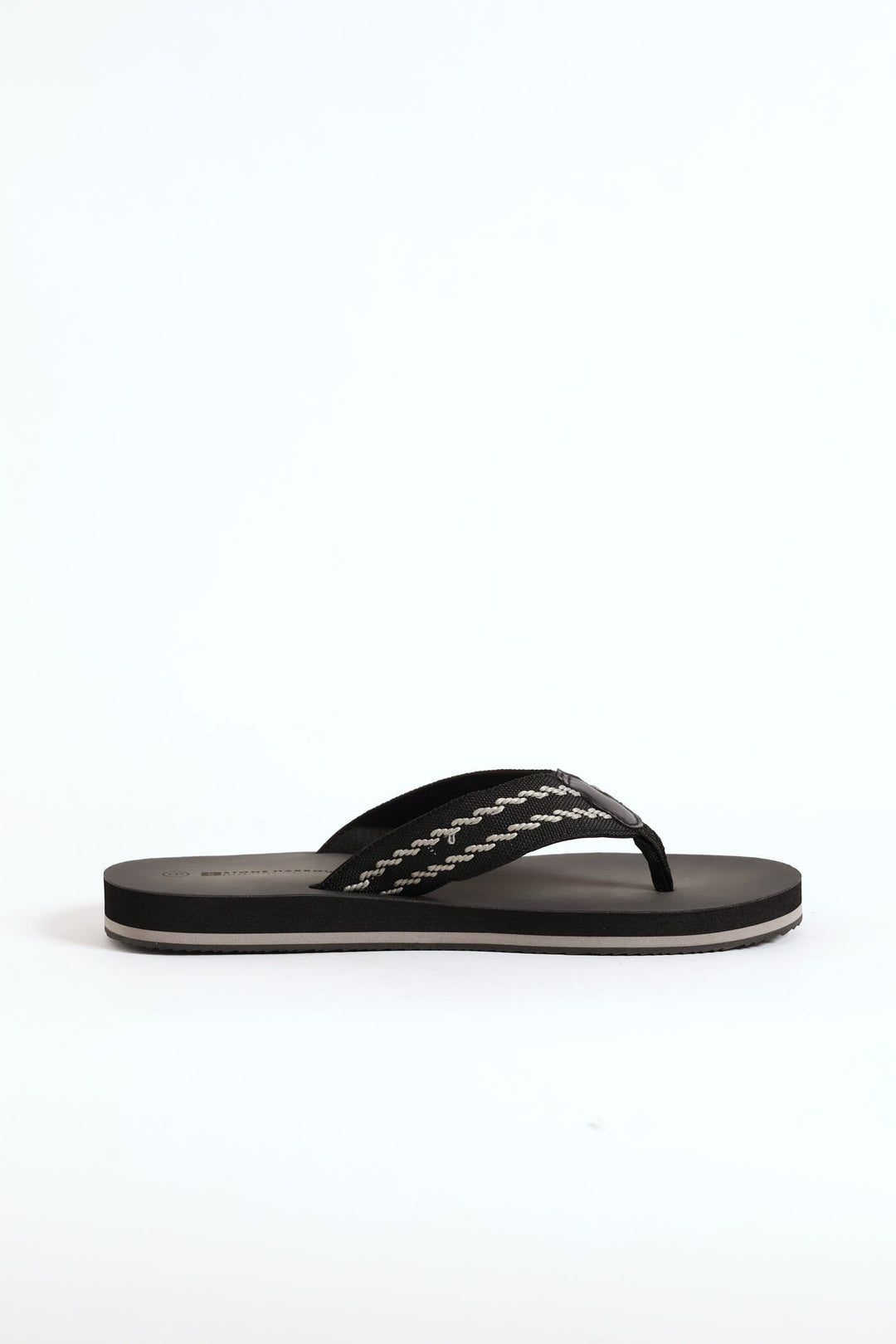 Webbed Upper Wide Vamp Sandal - Black/Grey