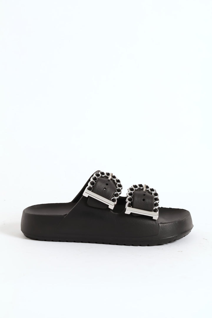 Girls Gem Moulded Health Sandal - Black