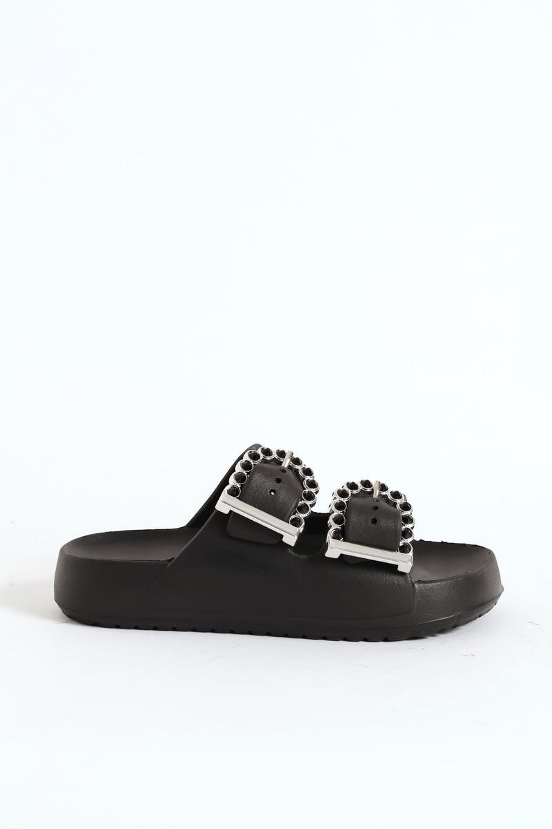 Girls Gem Moulded Health Sandal - Black
